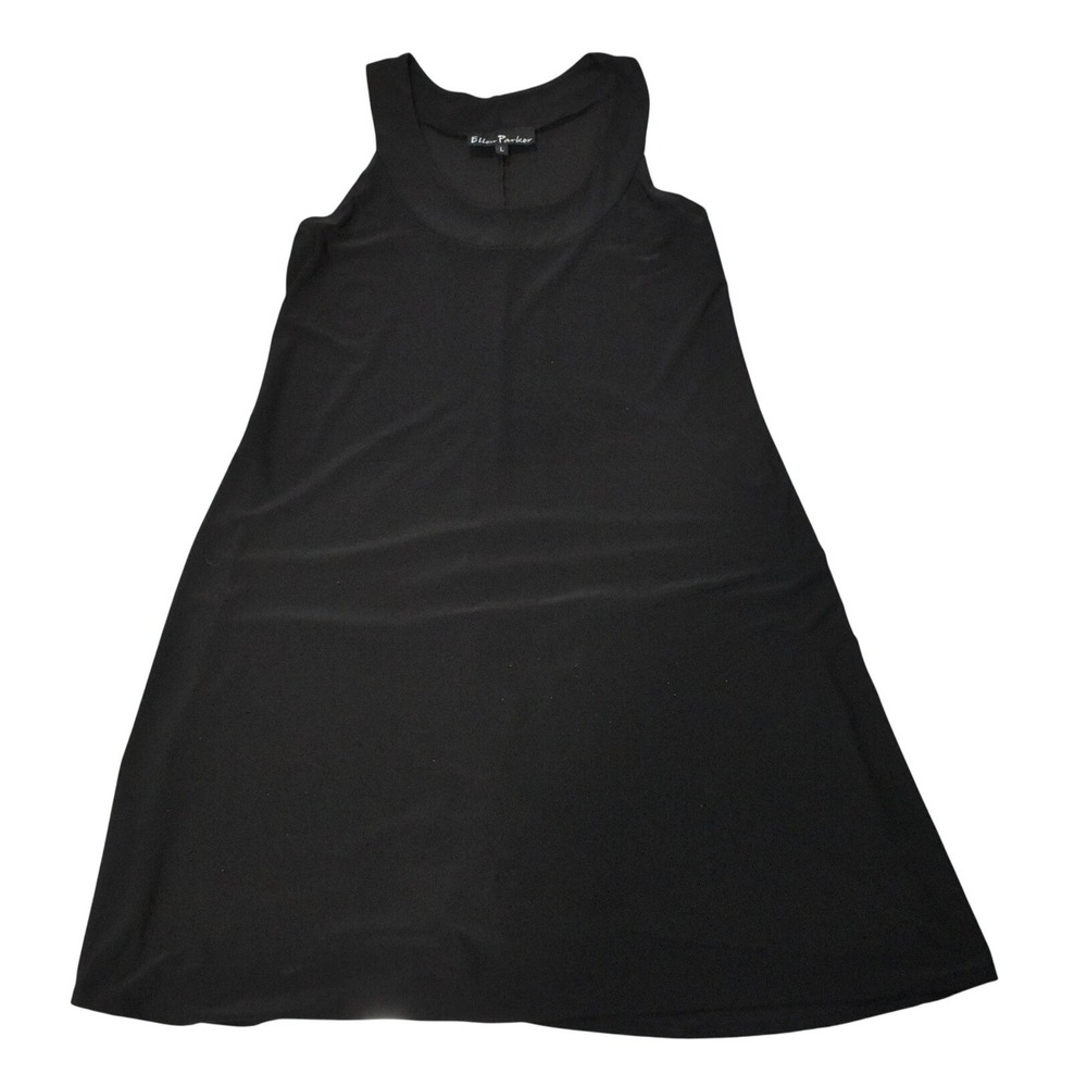 Ellen Parker Dress Womens Large Black Excellent Sleeveless A-Line Stretch Swing